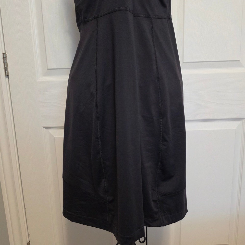 Lands' End Black Tonal Cross Back Active Dress Built-in Bra Medium 10-12 - Picture 4 of 10
